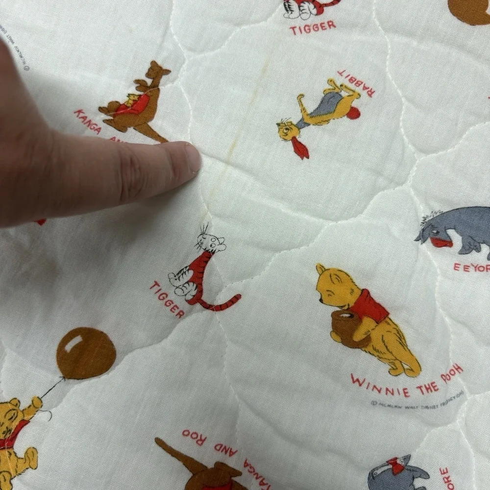 Sears Vintage Winnie the Pooh Baby Crib Quilt Blanket White Ruffles Tigger